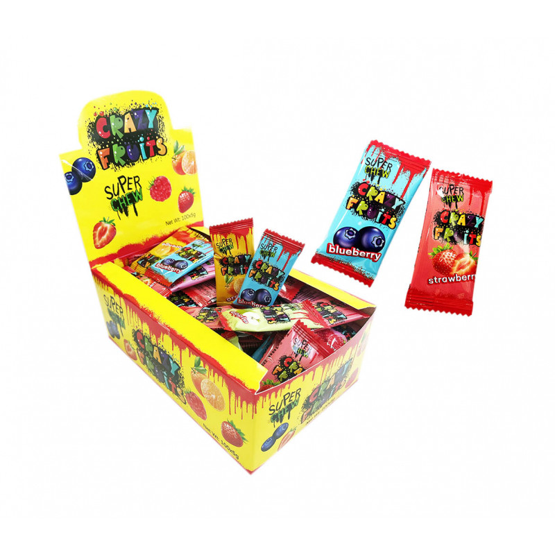 KRAMTOMIEJI SALDAINIAI SUPER CHEW CRAZY FRUITS 5G