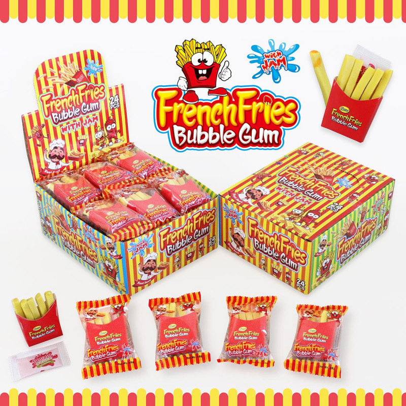 Kramtomoji guma FRENCH FRIES BUBBLE GUM WITH JAM 25 g.