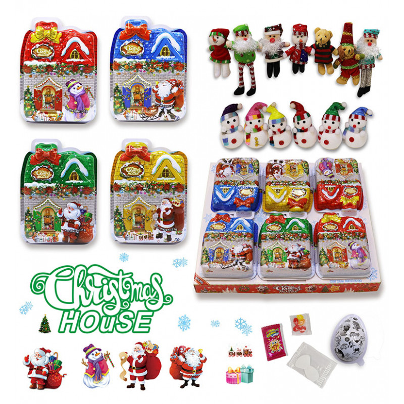 Saldainiai, šokoladinis kremas su sausainiu ir žaislas CHRISTMAS HOUSE 21g