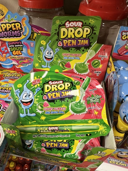 Guminukai su užpilu SOUR DROP PEN JAM (Arbūzų sk.) 55g