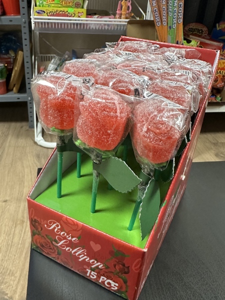 "Rožė" guminukas ant pagaliuko